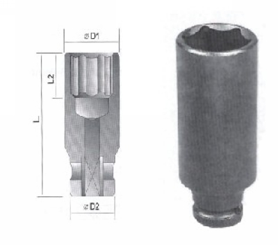 1/4"外六方英制加长型强力套筒