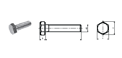 外六角细牙螺栓，全牙steel 8.8,yelloe zinc